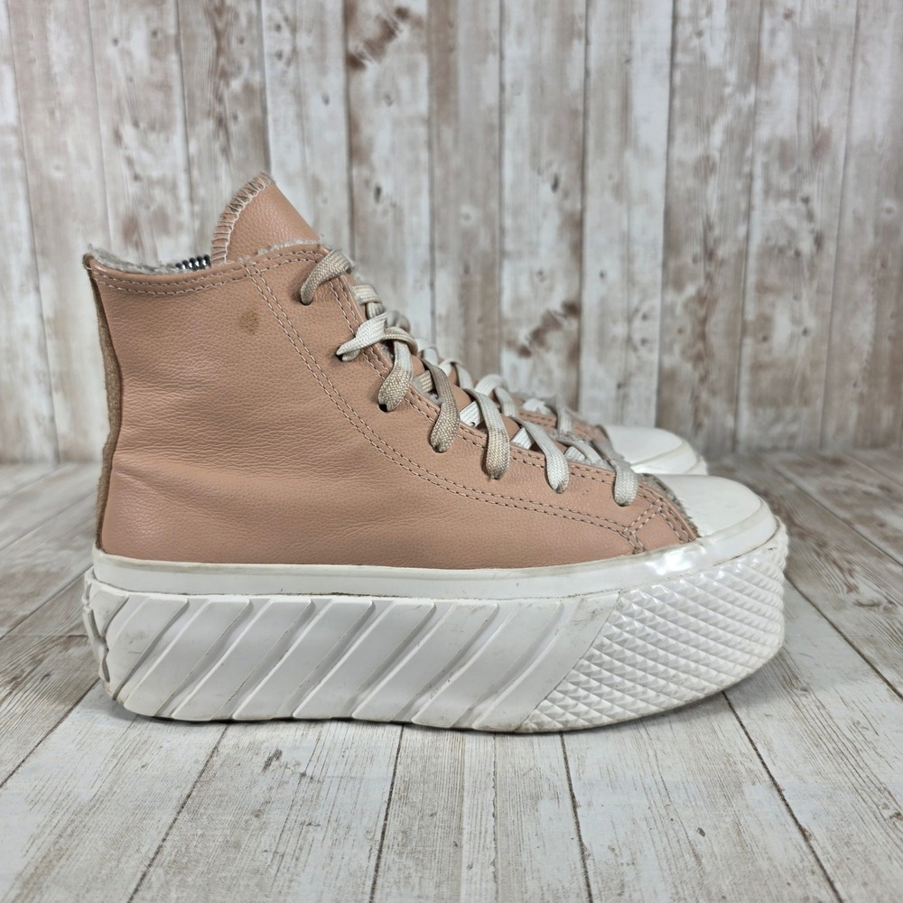 Converse Platform High-Top Sneakers in Blush Pink and White
